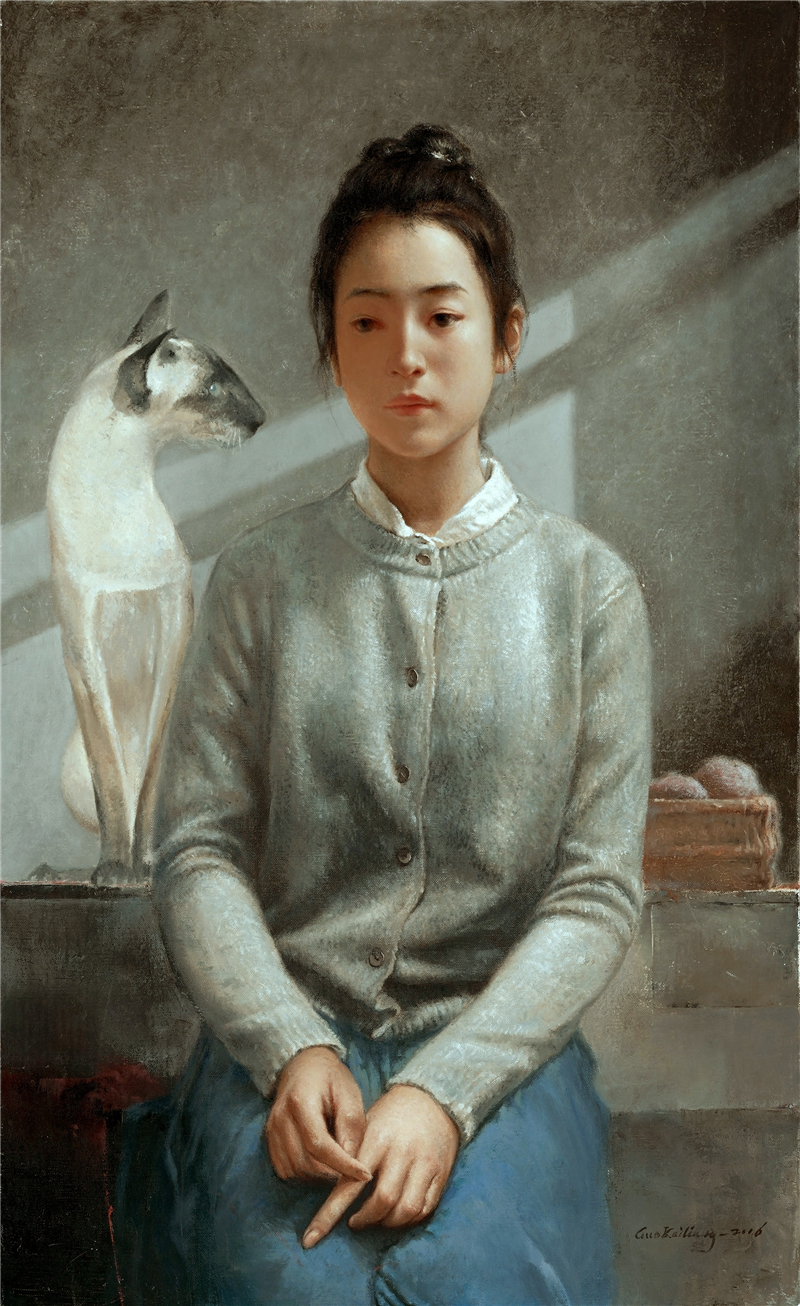 郭凯亮《女人与猫》80乘以50cm 2016.jpg