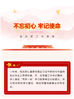 党建丨不忘初心牢记使命党支部年度工作报告