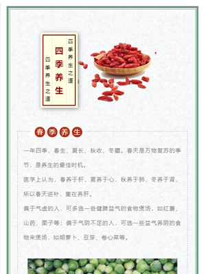 四季养生饮食健康模板