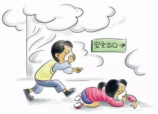 所以在逃生时,应当用潮湿的毛巾或者衣襟等捂住口鼻,用尽可能低的姿势