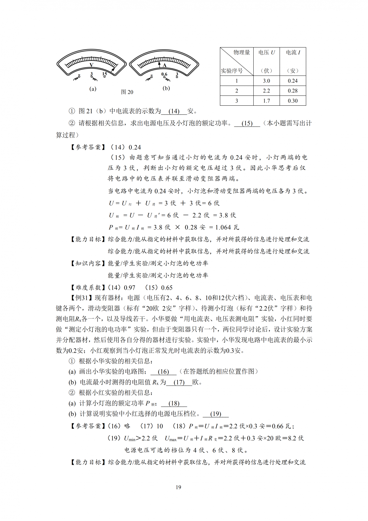 2020年上海市初中物理课程终结性评价指南