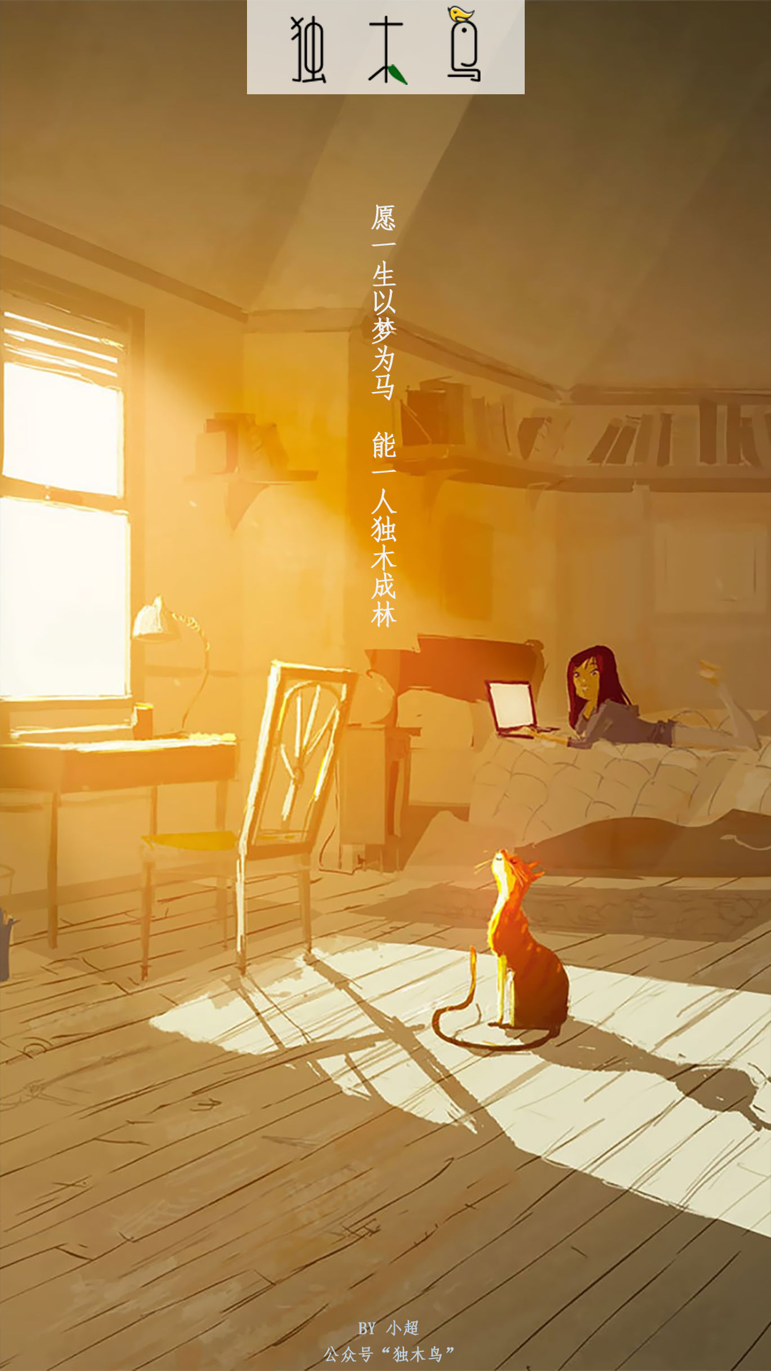 夕阳房间猫.png 这些配图也太美了吧,今天都免费分享给你 | 独木鸟意境海报 第1辑 54张